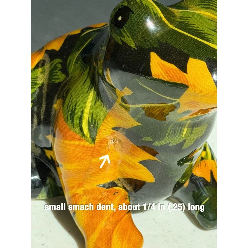 Duck Frog Floral Sunflower Decoupage Ceramic Figurine Set 2 Duck 7.25